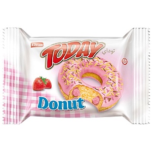 Пончик TODAY Donut Strawberry с клубничной начинкой (шоубокс 40г*24шт) 40г*144