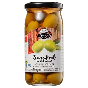 Оливки DELPHI SMOKED с косточкой копченые в рассоле /стекло/ 350г*12