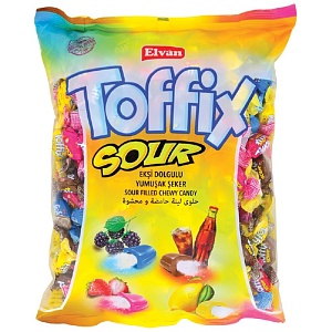 Конфеты ELVAN Toffix Sour Mix Шипучие в ассортименте 1000г*8