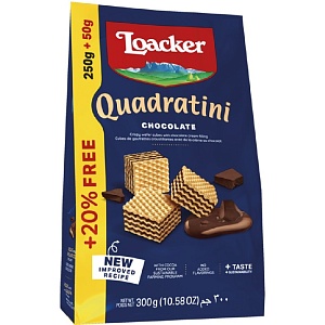 Вафли LOACKER QUADRATINI Шоколад (250г+20%) 300г*6