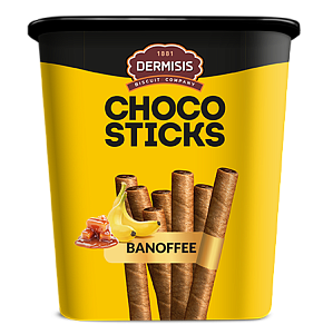 Вафельные трубочки DERMISIS 0401001 с бананово-шоколадной начинкой "CHOCO STICKS" /пластик.б/ 310г*9