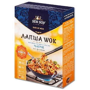 Лапша SENSOY WOK по-корейски бобовая с соусом Chapchae и кунжутом /картон/235г*6