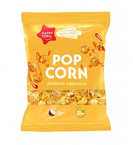 Воздушная кукуруза HAPPY CORN Двойная карамель /пакет/ 200г*12