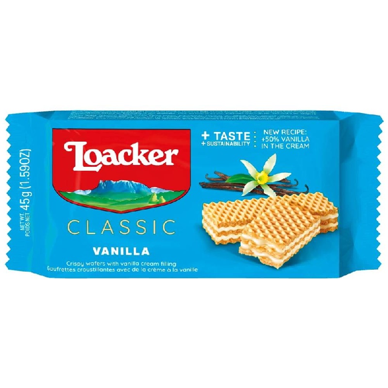 Вафли LOACKER CLASSIC Ваниль 45г*8