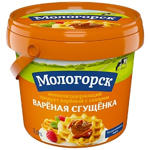 Сгущенка МОЛОГОРСК Варёная молокосодержащая м.д.ж. 3% /пэт/ 400г*12