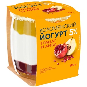 Йогурт КОЛОМЕНСКИЙ мдж 5% ГРАНАТ-АЙВА /стекло/ 170г*4