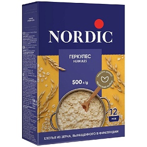 Хлопья NORDIC HERKULES овсяные Геркулес Финский /картон/ 500г*12
