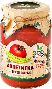 Аппетитка ECOFOOD Перец острый в томатном соусе /стекло/ 750г*6