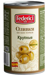 Оливки FEDERICI крупные без косточки /жесть/ 350г*12