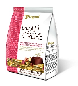 Конфеты VERGANI Prali creme Hazelnut молочный шоколад-фундук крем /пакет/ 150г*20