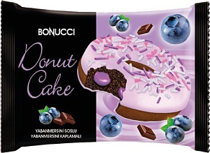 Пирожное BONUCCI "Donut Cake" бисквитное глазированное с начинкой "голубика" (шоубокс 40г*24шт) /флоу-пак/ 40г*144