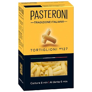 Макаронные изделия PASTERONI TORTIGLIONI №127 / Тортильони /картон/ 400г*12