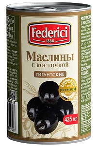 Маслины FEDERICI Гигантские с косточкой /жесть/ 420г*12