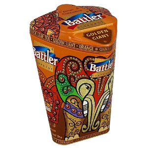 Чай BATTLER GOLDEN GIANT ORANGE & CINNAMON Крупнолистовой цейлонский черный со вкусом (Апельсин и Корица) /жесть/ 100г*6