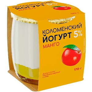 Йогурт КОЛОМЕНСКИЙ мдж 5% МАНГО /стекло/ 170г*4