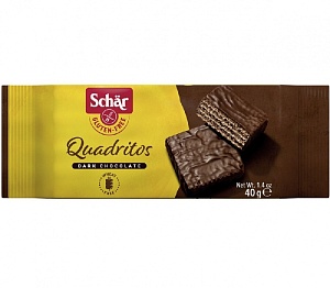 Вафельный батончик Schar в шоколаде "Quadritos" (2шт) 40г*20