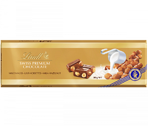 Шоколад LINDT GOLD Молочный с Цельным Фундуком 300г*10