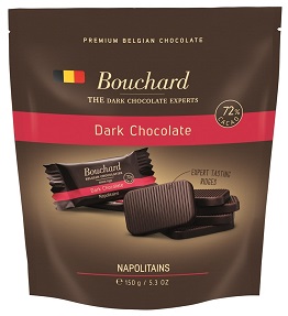 Мини-плитки BOUCHARD из горького шоколада 72% в индивид. упак. “NAPOLITAINS” /зип-пак/ 150г*7