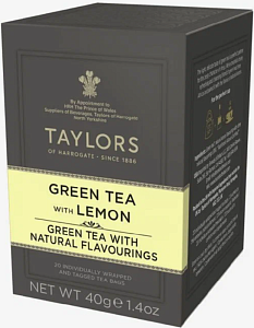 Чай TAYLORS зеленый с лимоном 20 пак. /картон/ 40г*6