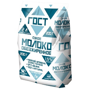 Молоко СУХОЕ обезжиренное 1,5% ГОСТ Р 52791-2007 /пакет/ 200г*8