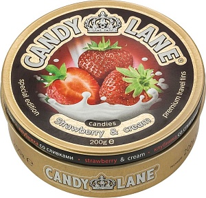 Леденцы CANDY LANE Клубника со сливками 200г*24