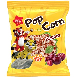 Воздушная кукуруза HAPPY CORN "Лео и Тиг" со вкусом "Вишня (лицензия) /пакет/ 60г*14