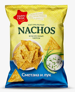 Чипсы HAPPY NACHOS кукурузные "Сметана и Лук" 150г*18