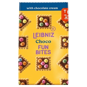 Печенье BAHLSEN [В31] CHOCO FUN BITES с Шоколадным кремом украшенное драже с какао кремом 100г*12