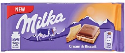 Шоколад MILKA молочный с кусочками печенья Creme Biscuit 100г*18