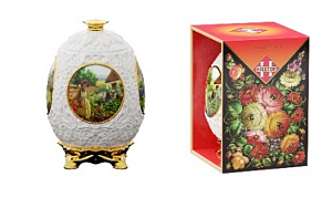 Чай HILLTOP "Королевское золото" + чайница (Яйцо) керамика 50г*10