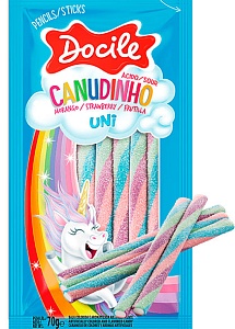 Жевательный мармелад DOCILE 89115 UNICORN  SOUR STRAWBERRY COLORED  PENCIL - 6 блоков*12шт /пакет/ 70г*72