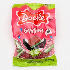 Жевательный мармелад DOCILE GELATINES SOUR WATERMELON SLICES (Кислые ломтики АРБУЗА) /пакет/ 80г*12