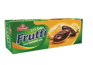 Печенье FRUTTI бисквитное с АПЕЛЬСИНОВЫМ желе, покрытое шоколадом /картон/ 125г*24