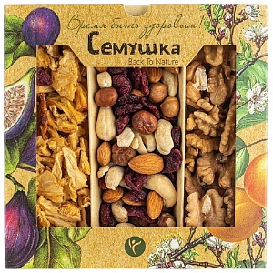Подарочный набор СЕМУШКА орехов с кусочками ананасов 155г*6