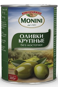 Оливки MONINI крупные без косточки /жесть/ 385г*12