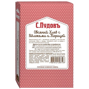 Смесь хлебная С.Пудовъ Овсяный хлеб с яблоками и корицей карт/кор 500г*15