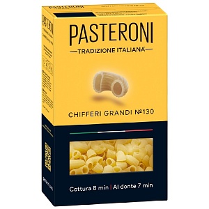 Макаронные изделия PASTERONI CHIFFERI GRANDI №130 / Рожки Большие /картон/ 400г*12