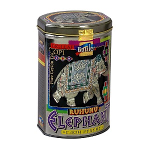 Чай BATTLER ELEPHANT RUHUNU ОР1 Крупнолистовой цейлонский черный "СЛОН РУХУНУ" /жесть/ 100г*6