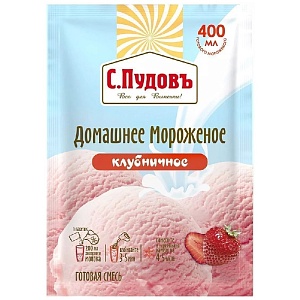 Смесь С.Пудовъ Мороженое домашнее КЛУБНИЧНОЕ /пакет/ 70г*20