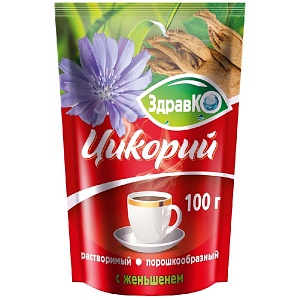 Цикорий ЗдравКо растворимый c Женьшенем /дойпак/ 100г*12