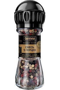 Приправа GURMINA BAHARAT BLACK смесь 5 перцев /мельница/ 37г*6