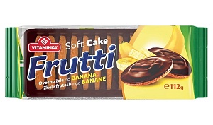 Печенье FRUTTI бисквитное с БАНАНОВЫМ желе, покрытое шоколадом /фольга/ 112г*30