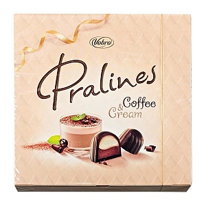 Конфеты VOBRO шоколадные Pralines Coffe&Cream пралине "Кофе Крем" /картон/ 127г*12