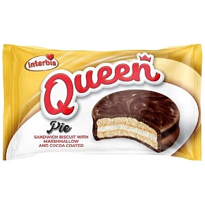 Печенье QUEEN Pie Sandwich Biscuit с маршмеллоу в какао глазури (22г*24шт. шоубокс) 22г*144