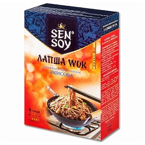 Лапша SENSOY WOK по-японски гречневая Soba с соусом и кунжутом /картон/ 235г*6