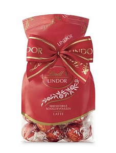 Конфеты LINDT "LINDOR МОЛОЧНЫЙ" красный пакет с бантом 287г*30