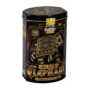 Чай BATTLER ELEPHANT BLACK OP Крупнолистовой цейлонский черный "ЧЕРНЫЙ СЛОН" /жесть/ 100г*6