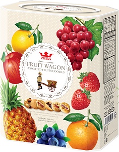 Печенье Tatawa "Фруктовый вагон" (Fruit Wagon) ассорти /жесть/ 700гр*6