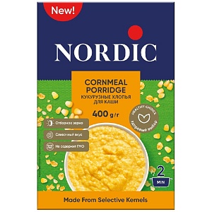 Хлопья NORDIC CORNMEAL PORRIDGE кукурузные для каши /картон/ 400г*10