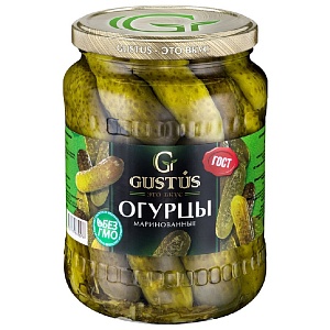 Огурцы GUSTUS маринованные целые ГОСТ Р52477-2005 /стекло/ 680г*8